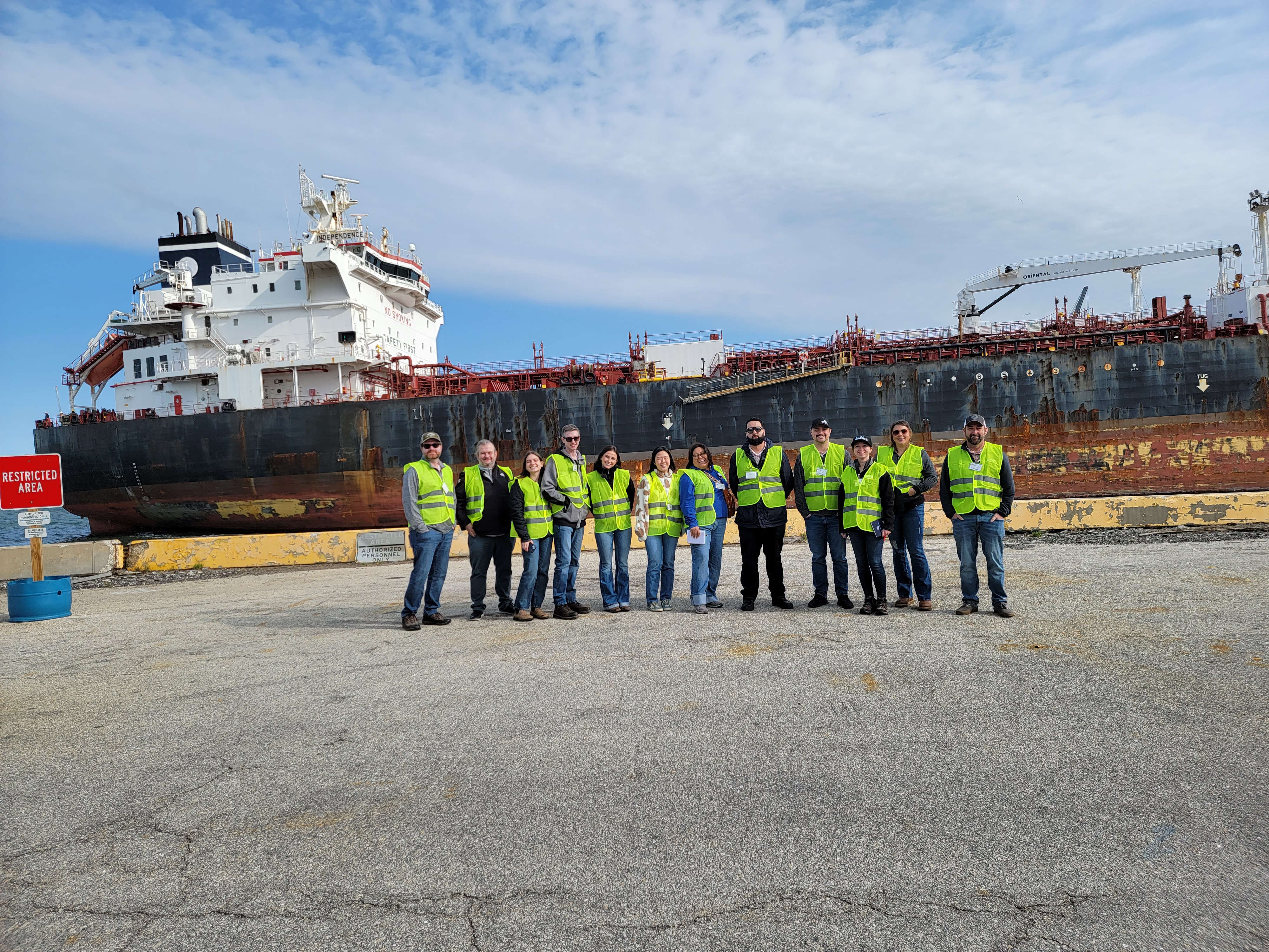 The class enjoyed watching the cargo ship set sail for Costa Rica for a Del Monte pineapple shipment.