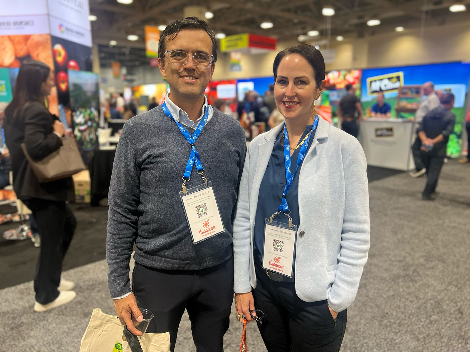 Walking the floor at the CPMA expo were Andres Ocampo and Melissa Hartmann de Barros of HLB Specialties.
