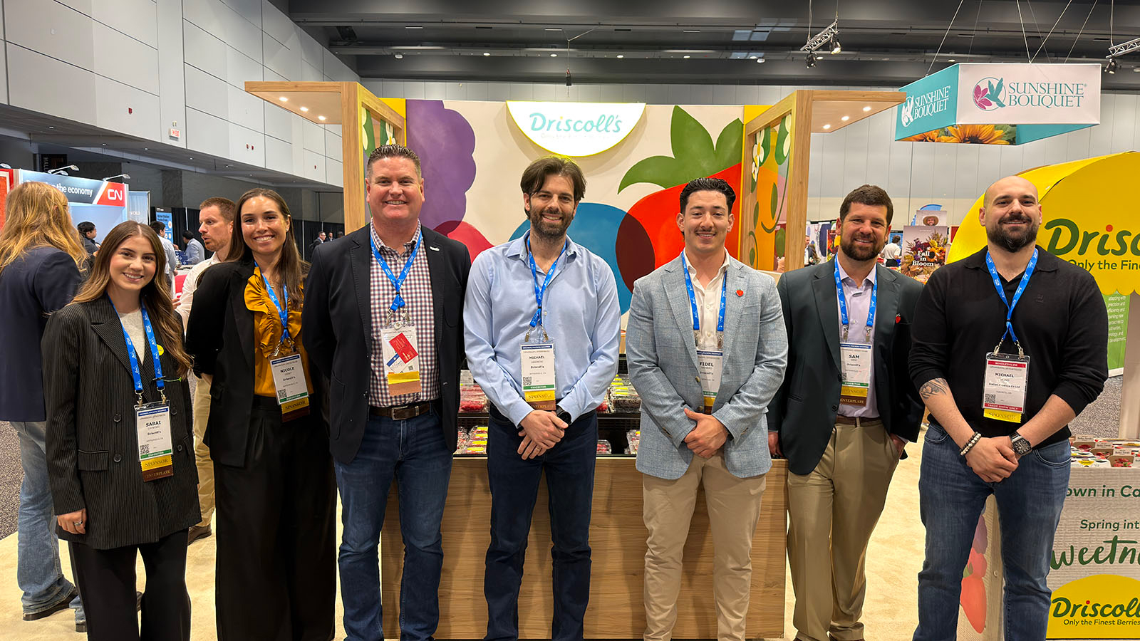Sarai Caywood, Nicole Grant, Casey Rose, Michael Desimone, Fidel Navarro and Sam Kemp of Driscoll’s with Michael Bruno of Italian Produce Co.