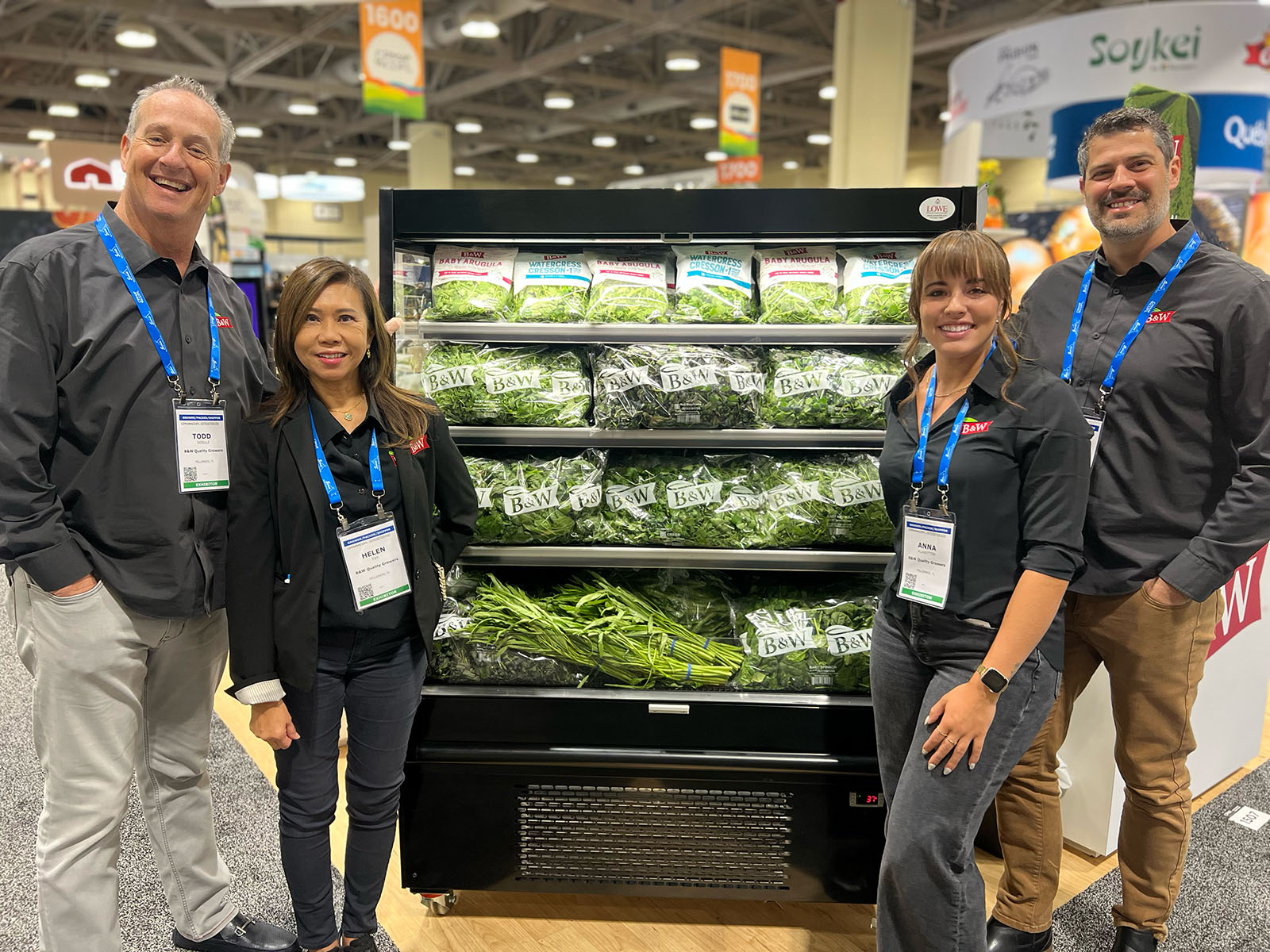 Promoting B&W’s new water spinach were Todd Gosule, Helen Tay, Anna Klawitter and Scott Young.