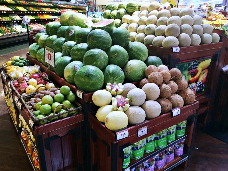 display of varous melons